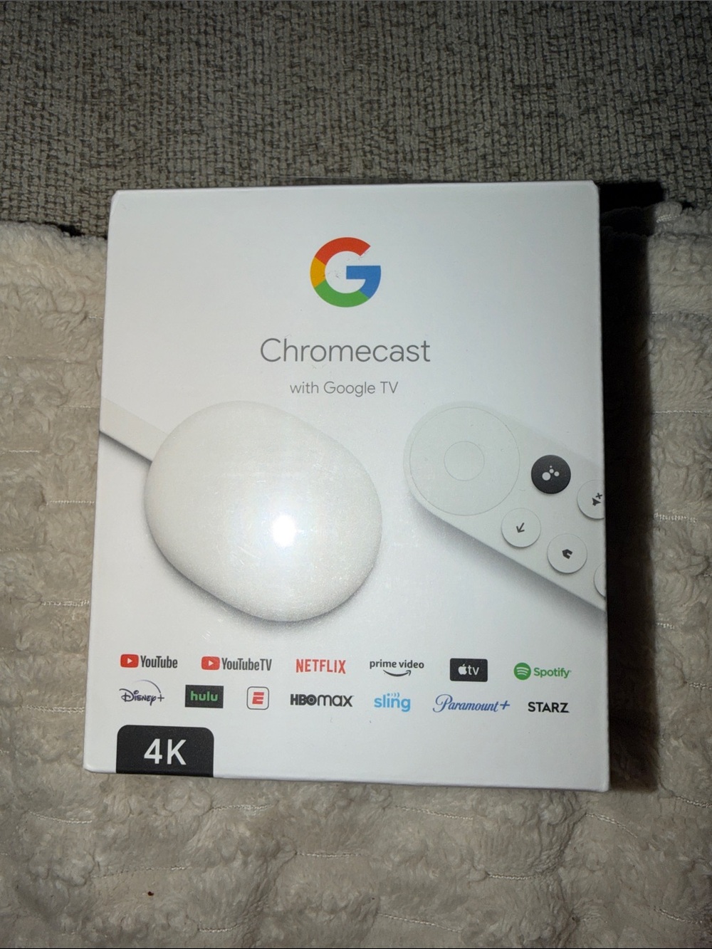 Google Chromecast with Google TV - White and Multi-Color Logo